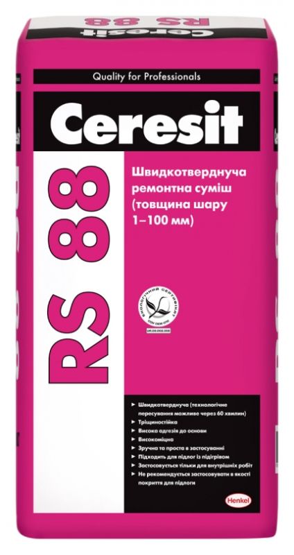 Швидкотвердіюча ремонтна суміш 1-100мм, 25 кг CERESIT RS-88 (Церезіт RS-88)