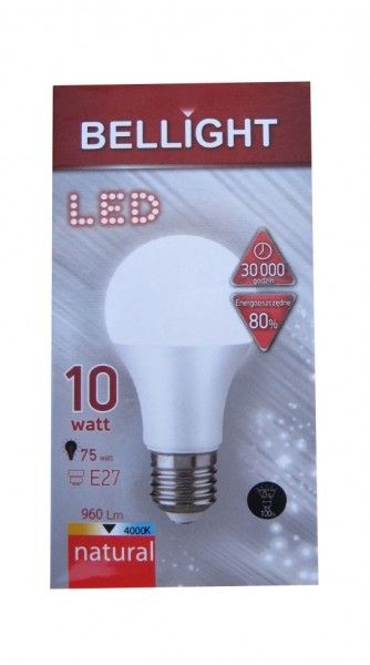 Лампа LED A60 10W E27 4000K, Bellight (Беллайт)