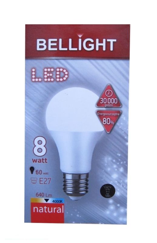 Лампа LED A60 8W E27 4000K Bellight (Беллайт)
