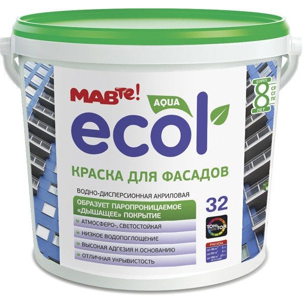 Фарба для фасадів, 5л (7.0 кг) MAV ECOL 32 (МАВ ЕКОЛО 32)