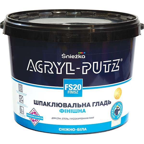 Фінішна шпаклювальна гладь Sniezka Acryl-putz fs 20 finisz 17 кг білосніжна