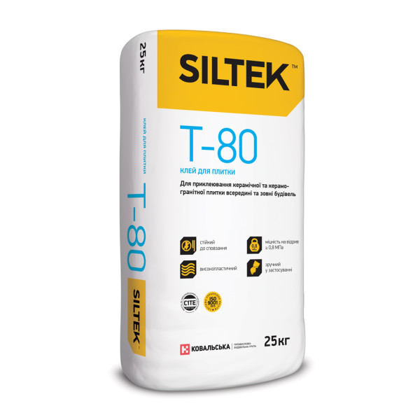 Клей для плитки T-80, 25 кг Siltek