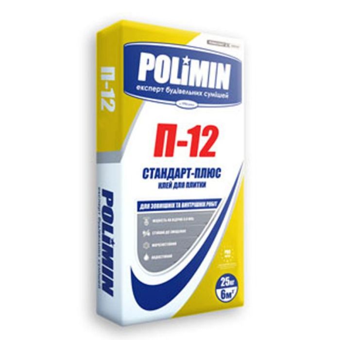 Клей для керамічної плитки, 25 кг Полімін П-12 (Polimin P-12)