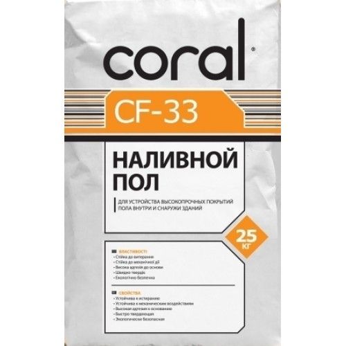 Наливна підлога самовирівнююча 4-15мм, 25кг Корал PRO 33 (Coral)